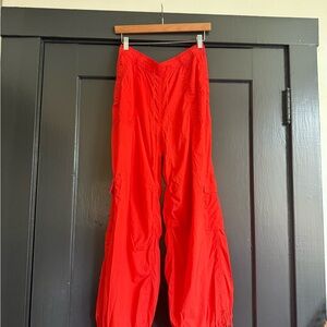 Anthropologie Daily Practice Bright Red Cargo Pants